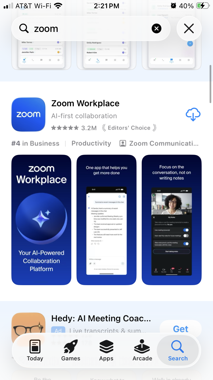 Zoom workplace