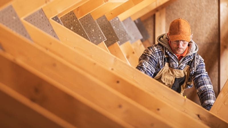 Man looking for signs of asbestos
