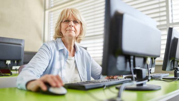 Woman who has taken some coding classes for seniors