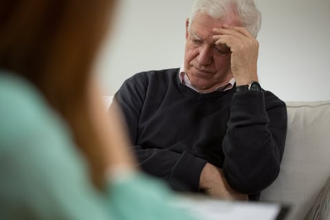A man talking to a therapist after he tried to find the right therapist.