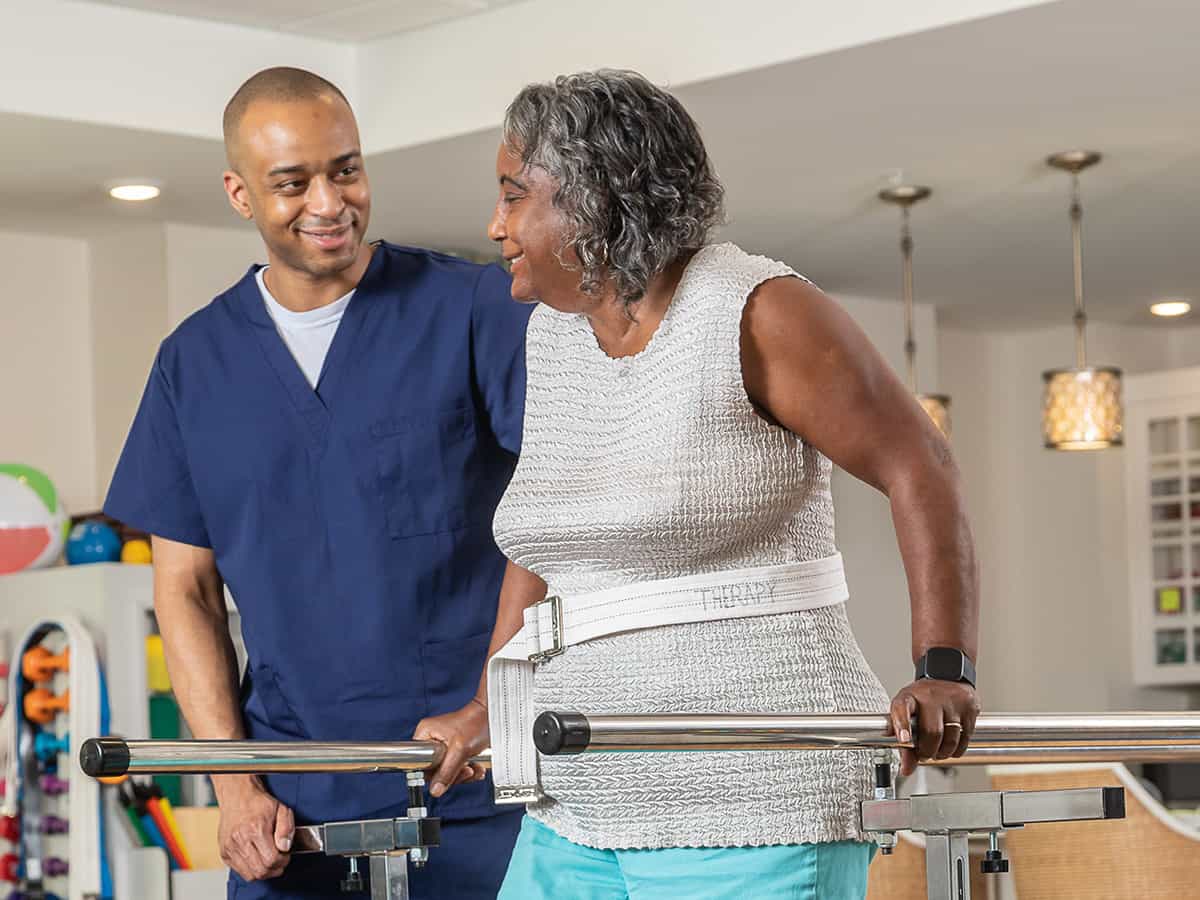 Louisburg Manor Senior Lady Rehab Walk
