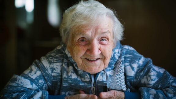 A happy senior because she's one of the super-agers