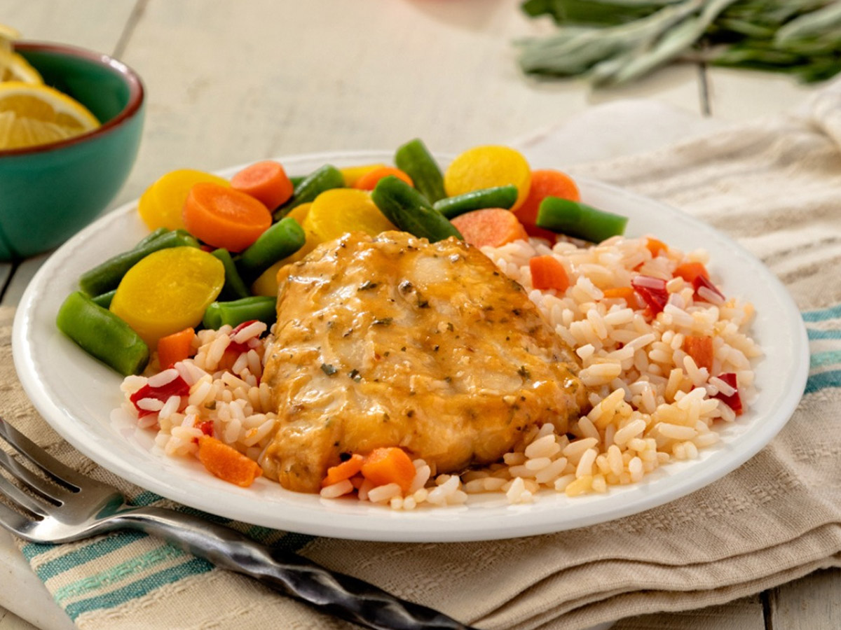 Heart to Home Meals Herb Glazed Haddock and Sides