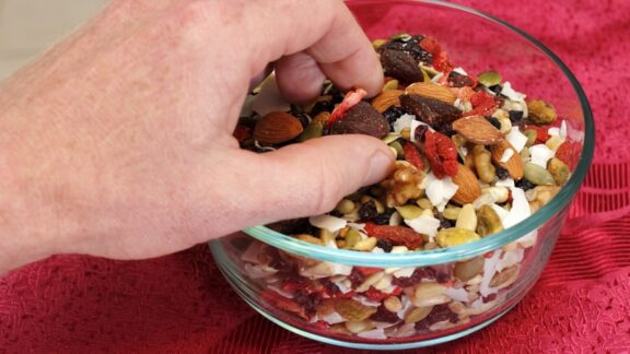 nuts, dried fruit, and popcorn. Some of the healthiest snacks.