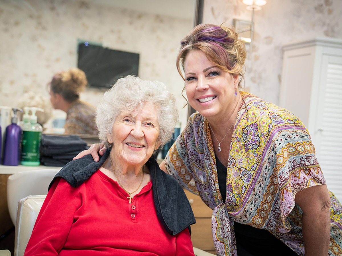 Marian Manor Senior Lady with Hair Stylist