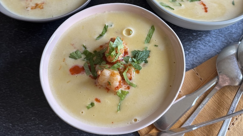 A curry shrimp dish