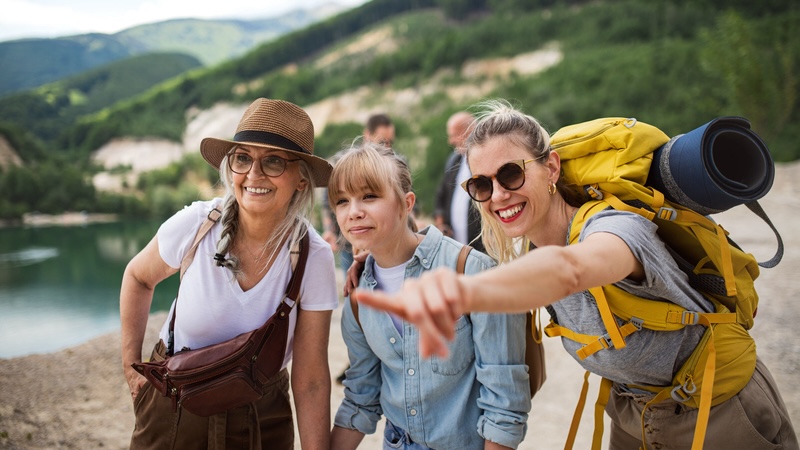 A retiree hiking with family, one way to spend in retirement