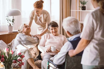 Seniors at a nursing home happy