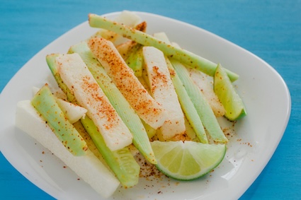 Sliced healthy jicama