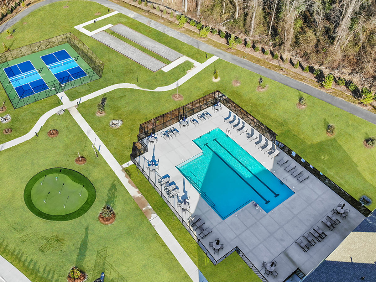 The Walk at East Village Aerial View Pool