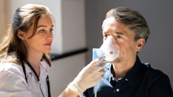 A man getting air since he is living with COPD
