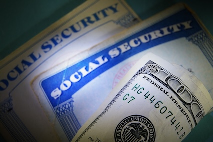 A 100 bill that says social security on it.