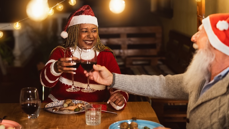 A holiday toast amongst friends