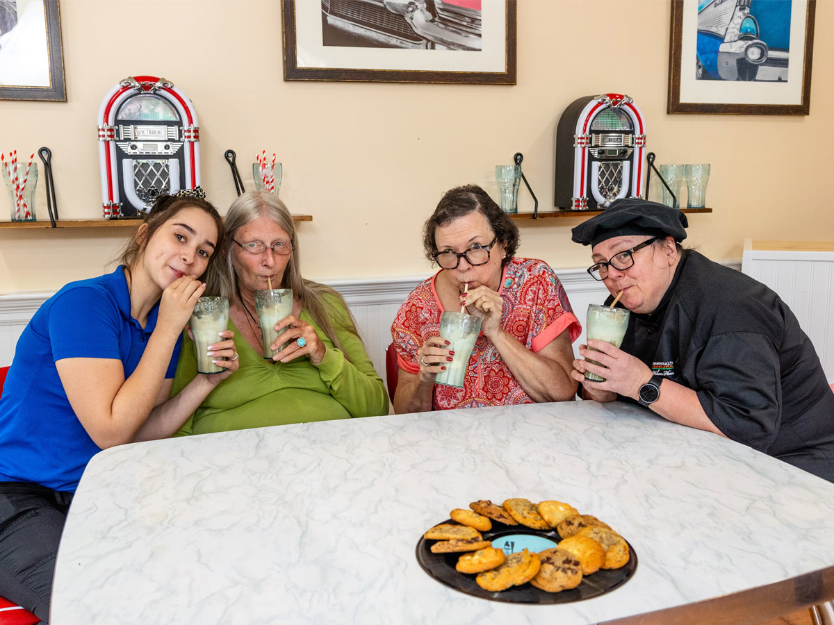 Commonwealth Senior Living at Front Royal Seniors Drinking Milkshakes