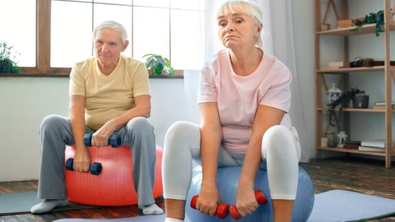 senior women exercising and lamenting that age affects exercise capacity.