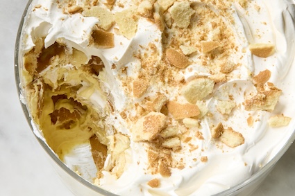 Top down view of banana pudding