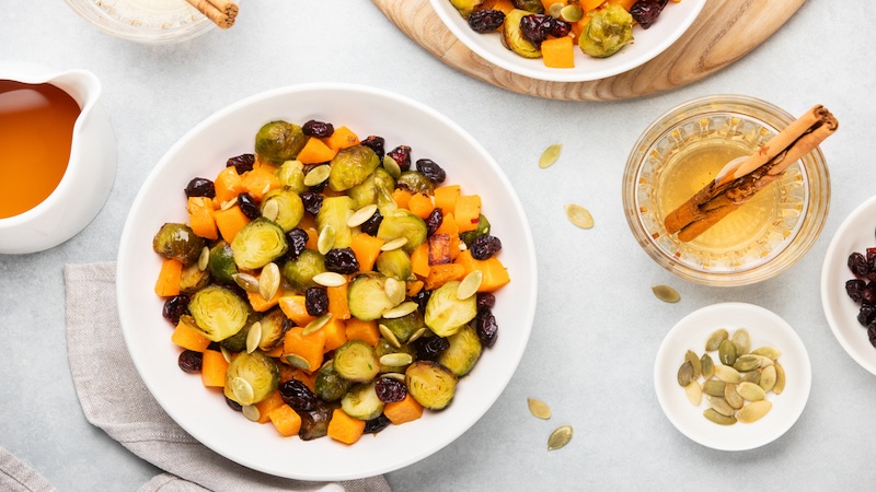 Brussels Sprouts and other healthy foods help add more fiber during the holidays. By Fortyforks