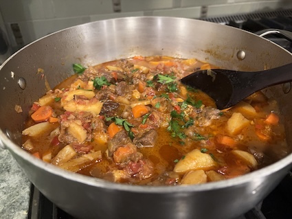 Fresh Hungarian goulash in a pot