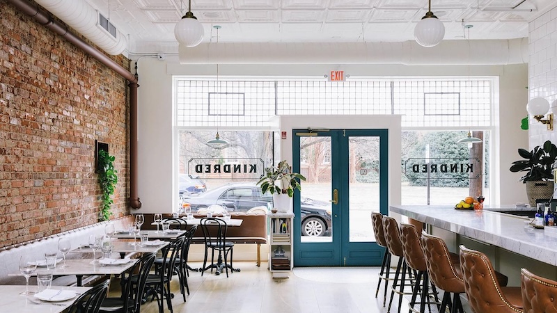 Interior of Kindred, a favorite Charlotte restaurant