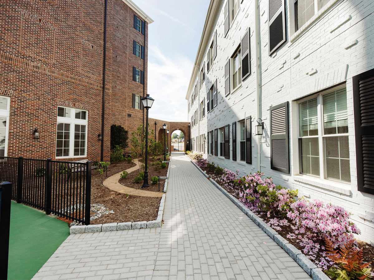 Bloomsbury at Hayes Barton Place Walking Path Between Exteriors