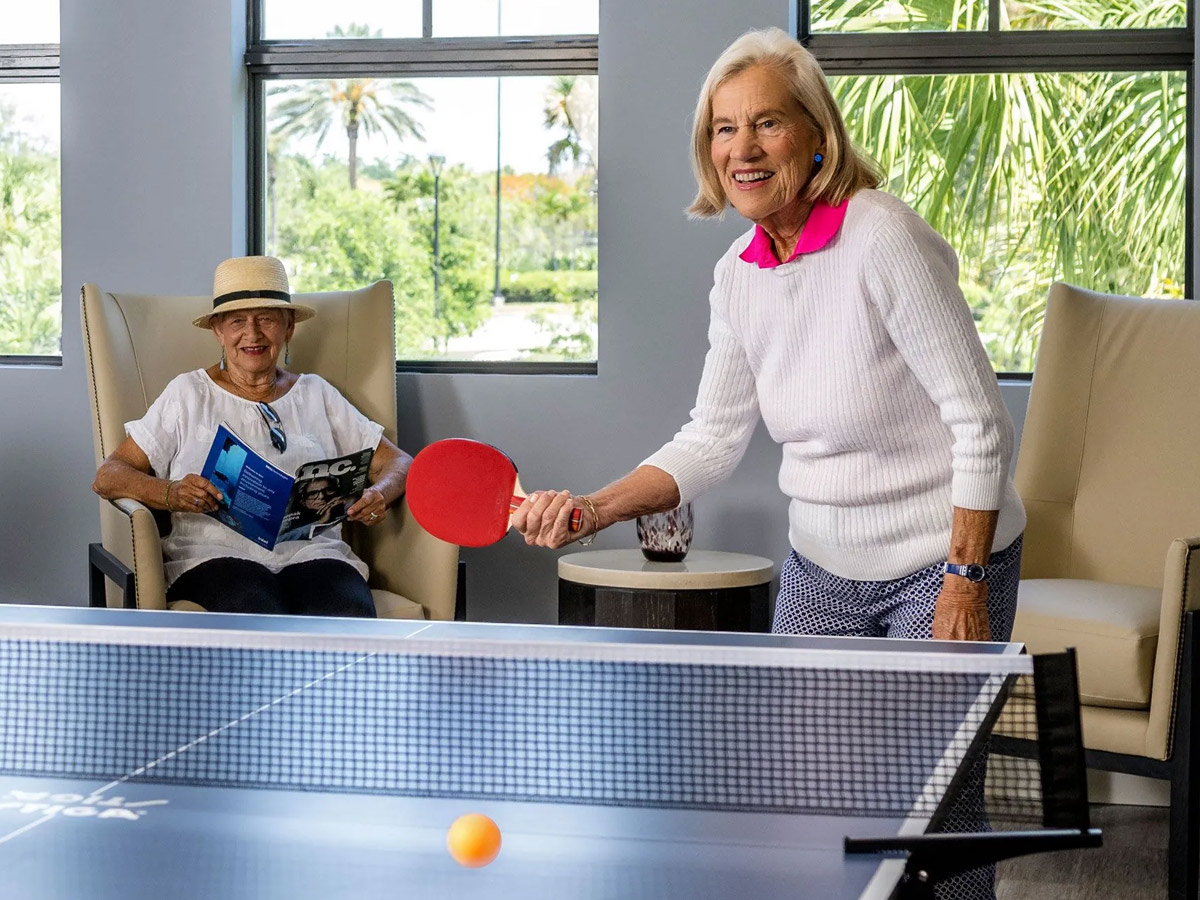 Lisbet at Wellington Bay Lady Playing Table Tennis
