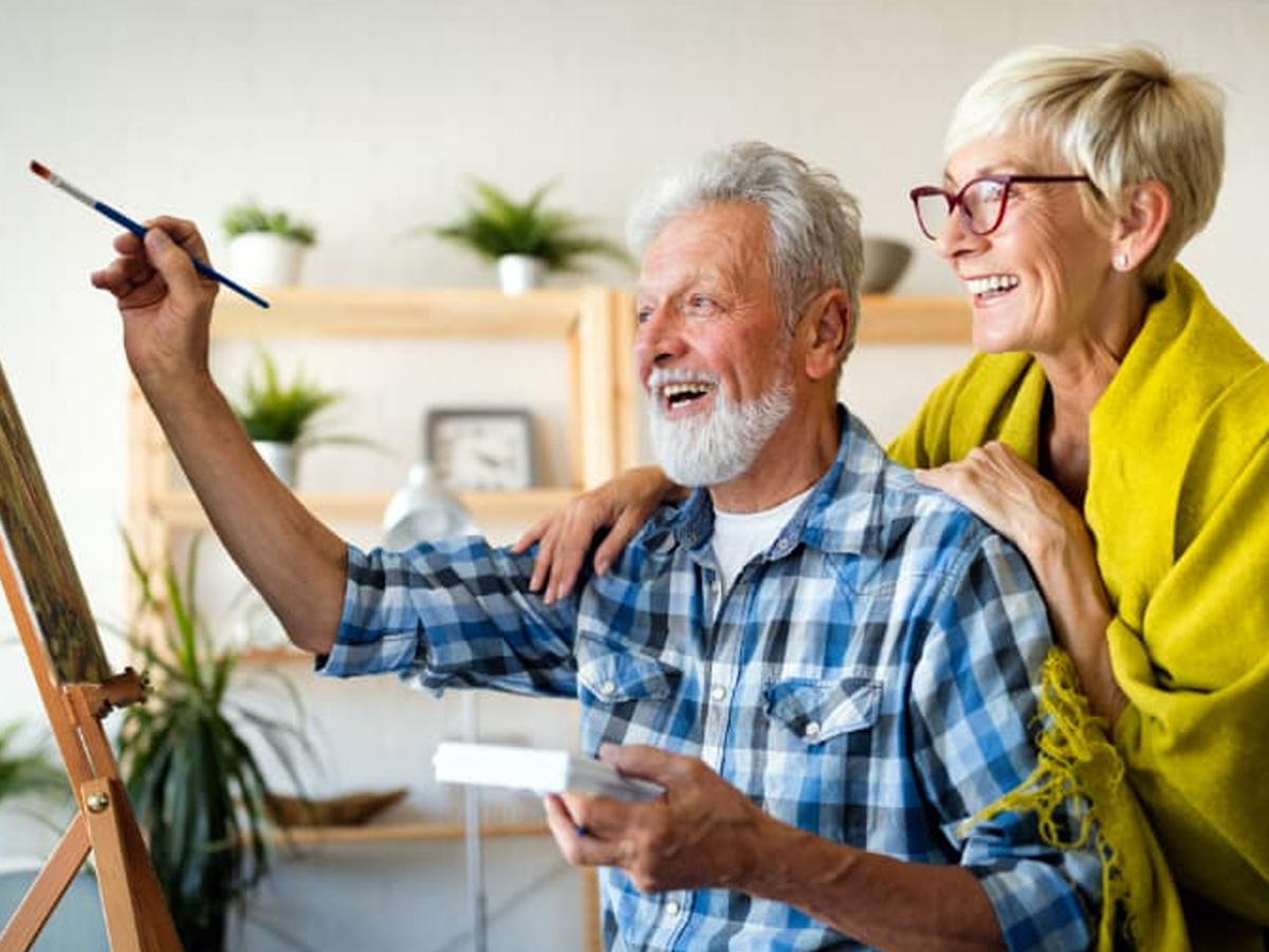 The Lakeside Village Couple Painting
