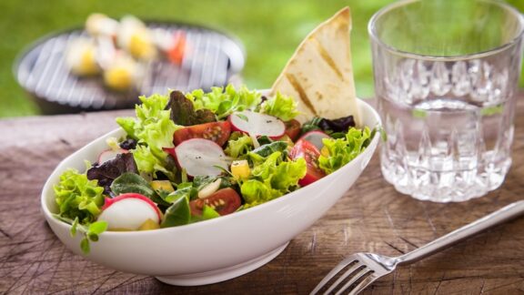A salad for improved health for someone with chronic kidney disease.