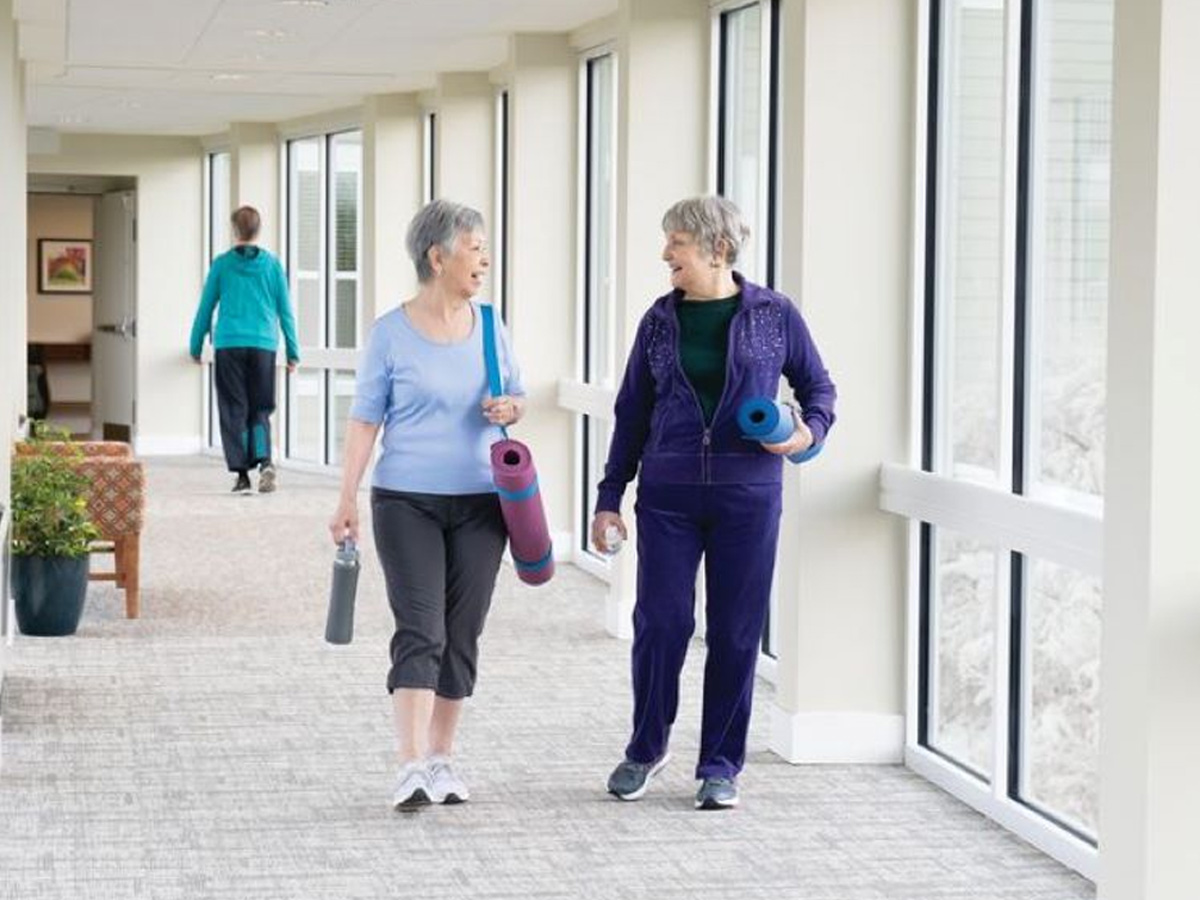 Windsor Run Friends Walking to Yoga Class