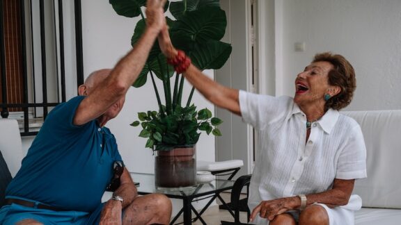 Two happy aging adults, who have learned about ‘Making the Best of What’s Left’