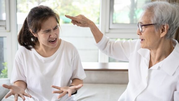 A woman dealing with a difficult mother.