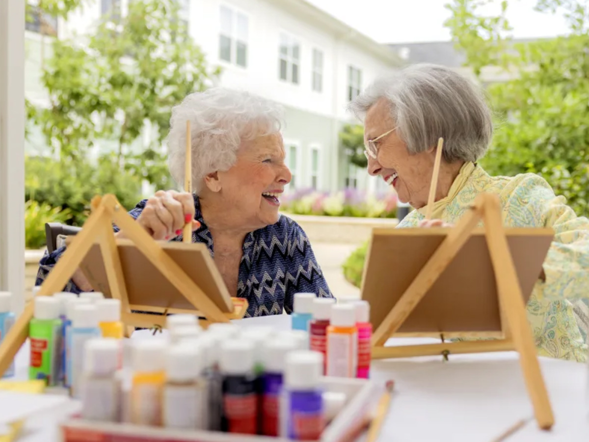 The Blake at Charlottesville Friends Painting Outside