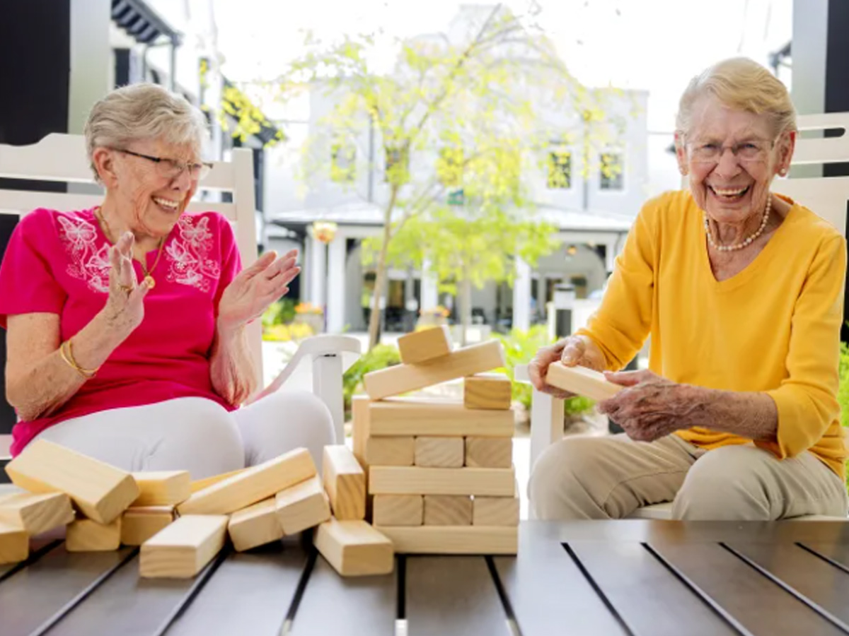 The Blake at Charlottesville Ladies Playing Jenga
