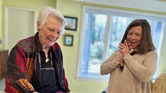 Naborforce Senior Lady and Friend Playing Backgammon