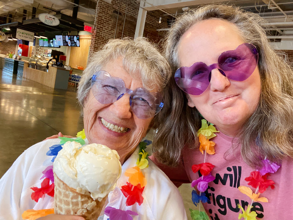Naborforce Senior Lady with Friend Enjoying Ice Cream