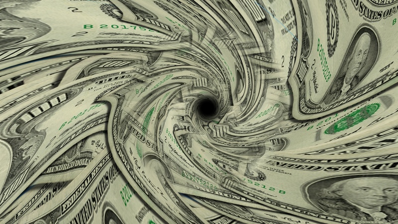 Money going down a black hole since sometimes care leads to financial ruin.