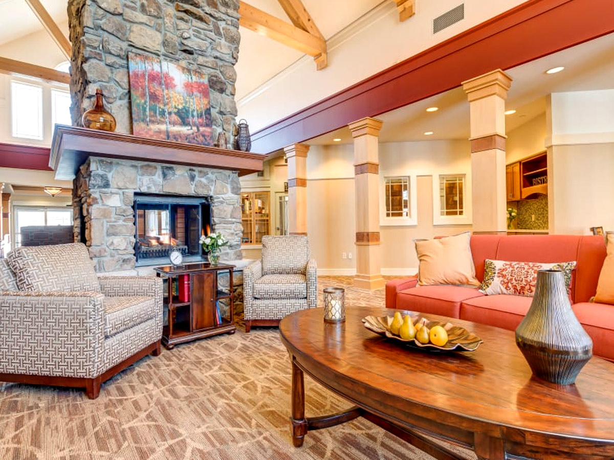 Maplewood at Chardon Lobby with Fireplace