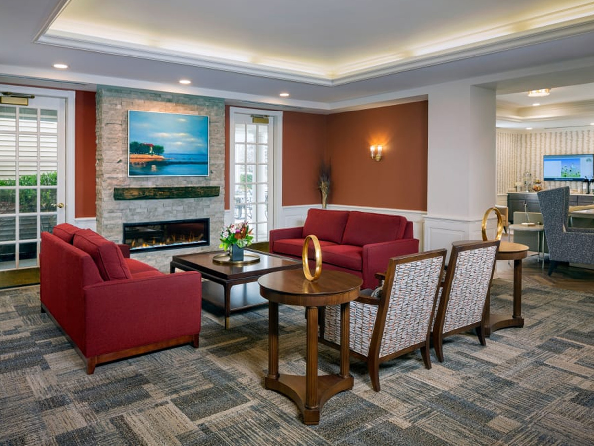 Maplewood at Orange Community Living Room with Fireplace