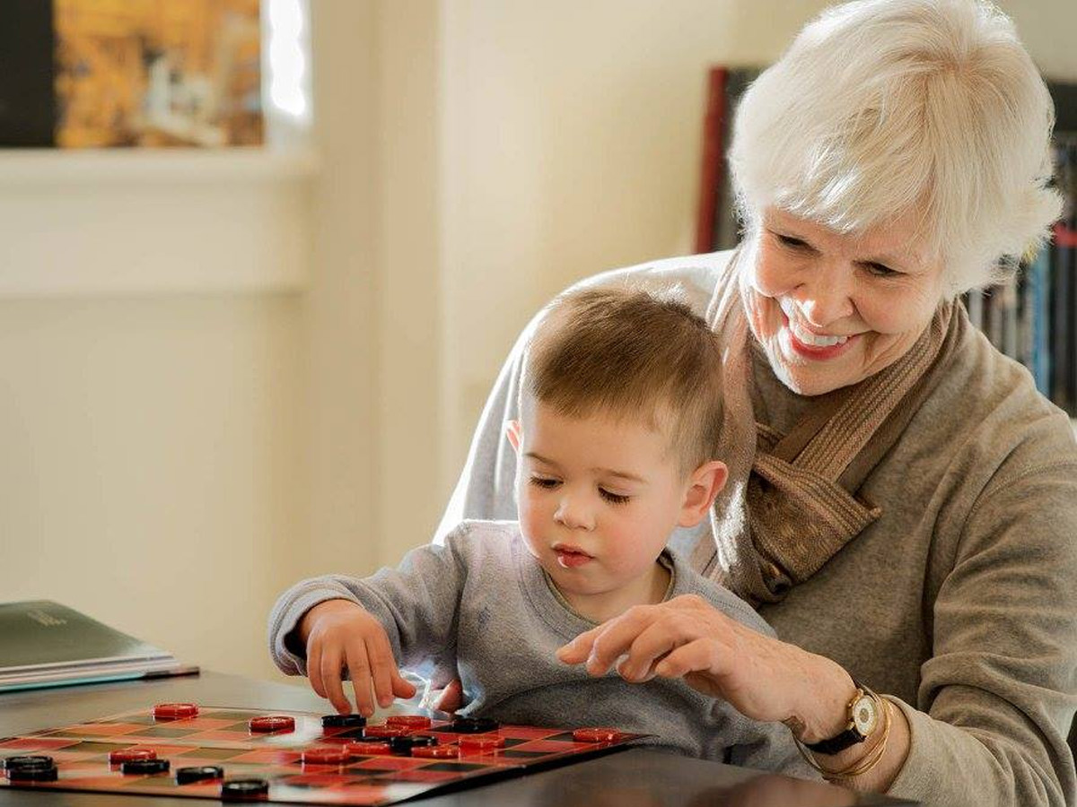 Maplewood at Darien Grandma with Grandson Checkers