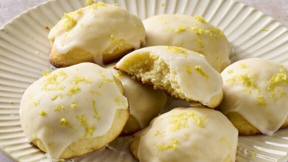 Lemon ricotta cookies ready to eat on a plate