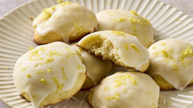 Lemon ricotta cookies ready to eat on a plate