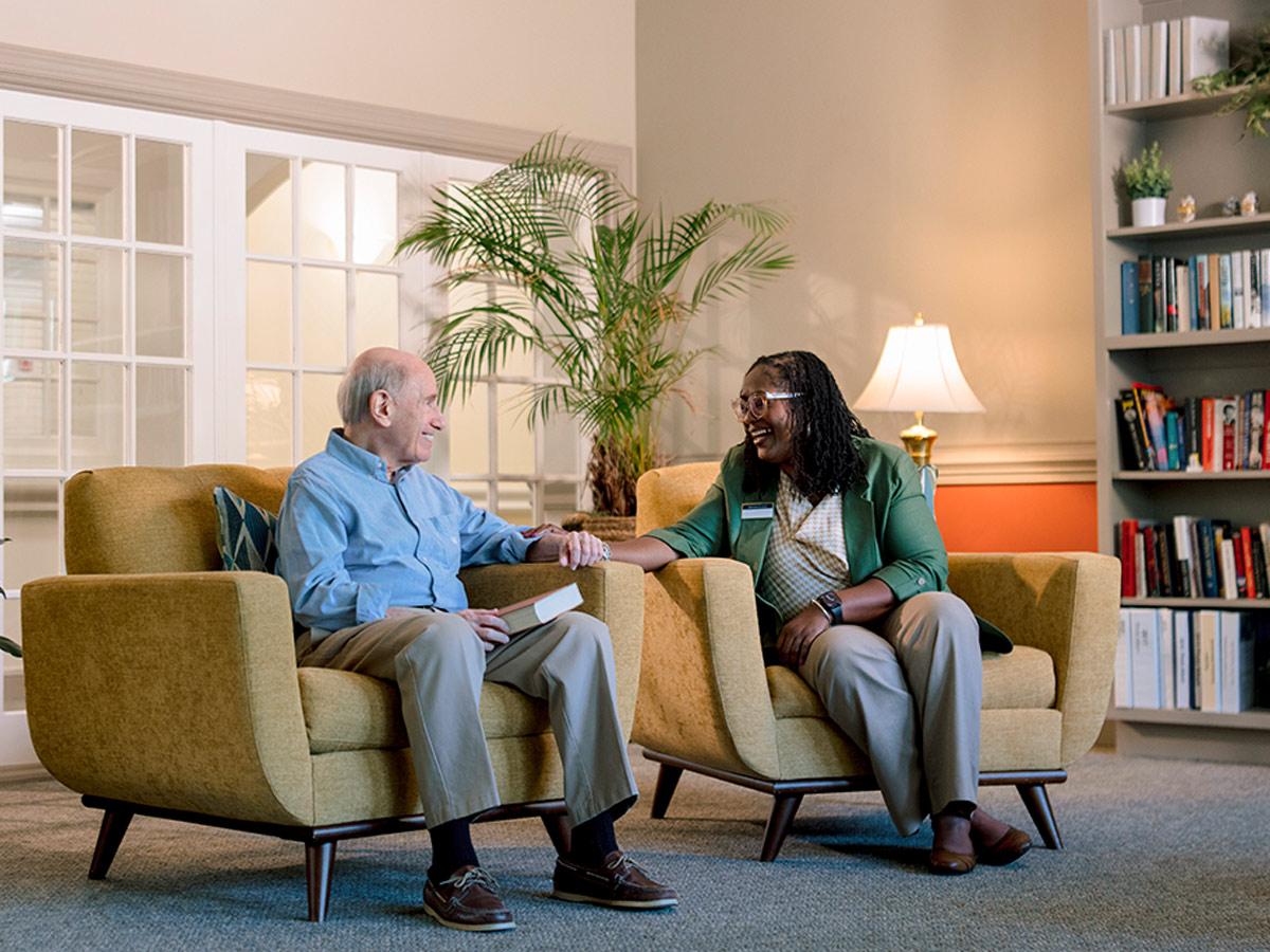 Hermitage Deep Run Man Talking with Caregiver