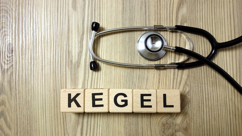kegel exercises word and a stethoscope.