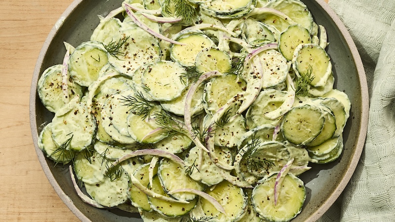 A creamy cucumber salad
