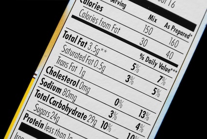 Sodium content on a nutrition facts listing.