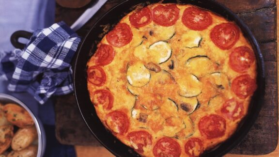 Summer frittata recipe in a pan