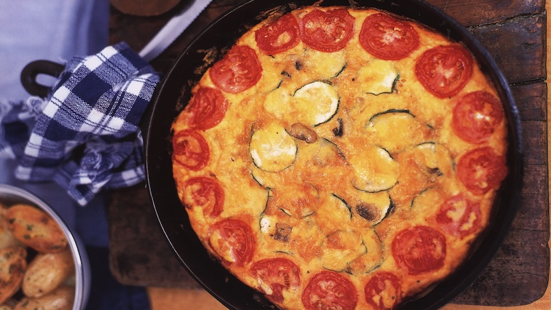Summer frittata recipe in a pan
