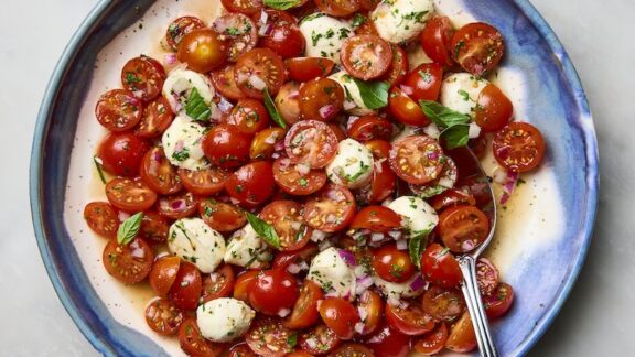 A delicious cherry tomato salad in a bowl