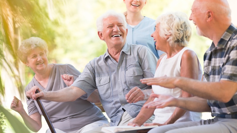 Outdoor spaces, including gathering spaces, makes for an ideal physical environment for seniors. Bia