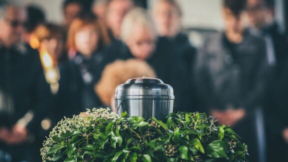 An urn at a funeral.