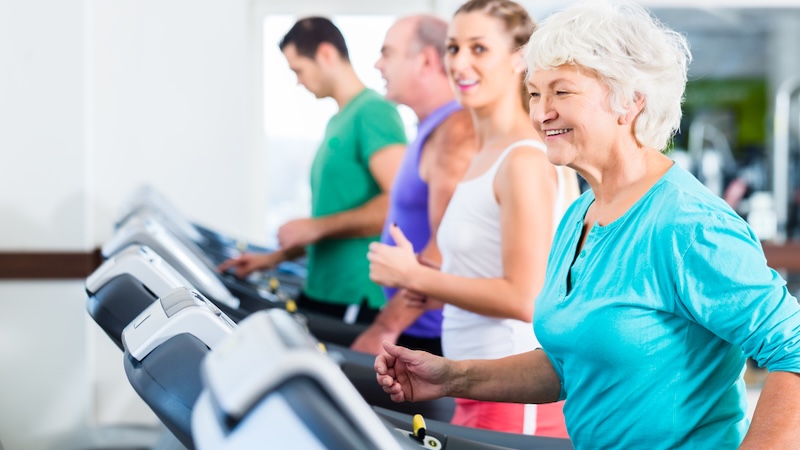 People on a treadmill trying to lower high blood pressure